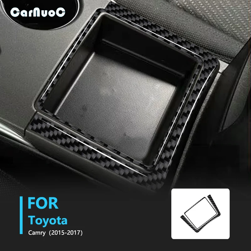 For Toyota Camry 2015 2016 2017 Placement Box Panel Bezel Carbon Fiber Interior Safeguard Stickers Car Interior Accessories