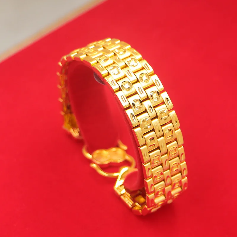 Men's Wide Band Watch Strap, Extra Stylish and Bold Accessory 9999gold