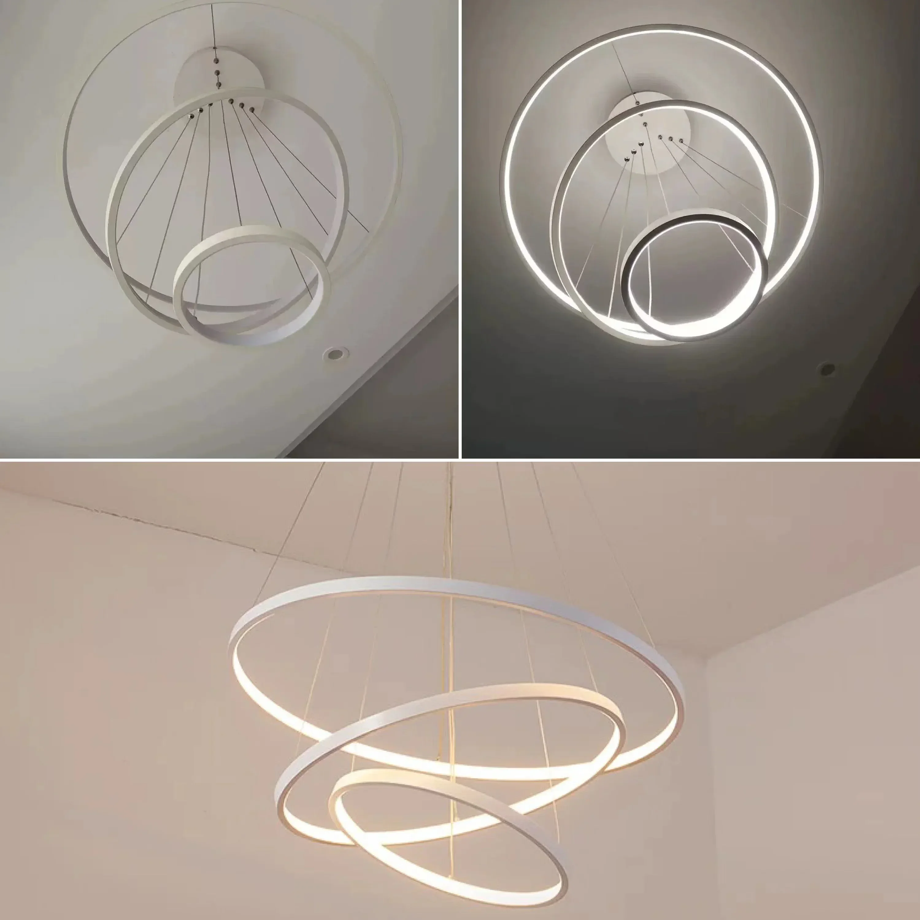 Circle Rings LED Chandeliers Lights for Livingroom Bedroom Kitchen Restaurant Home Decor Hanging Luminous Fixture Lustre Pendant