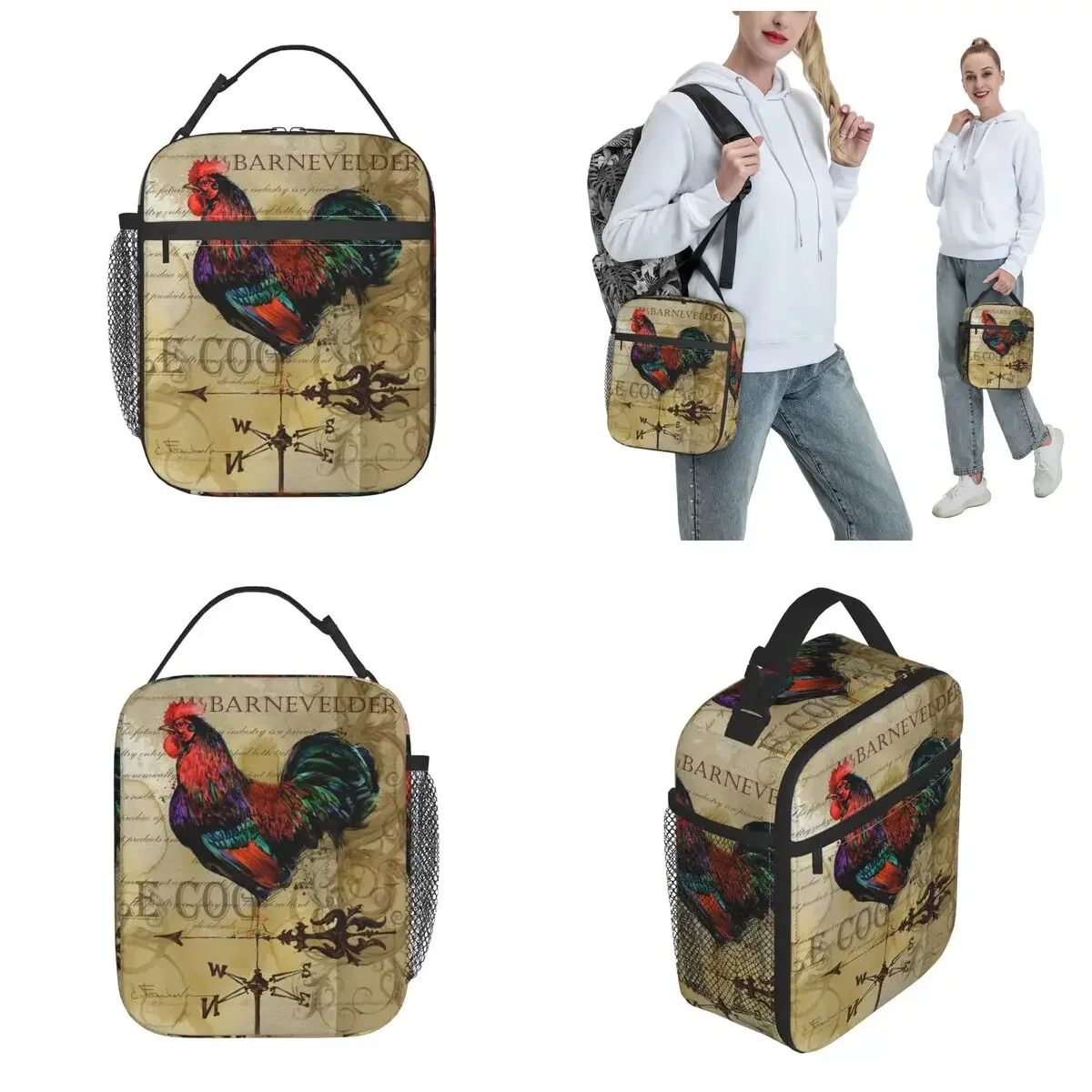 Insulated Lunch Bag Vintage Hen Chicken Rooster Merch Food Box 2023 New Cooler Thermal Bento Box For Work image 2
