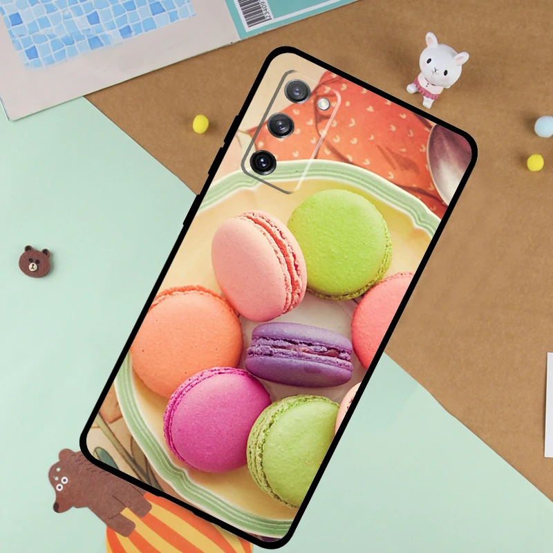 Macarons Cake Dessert Case For Samsung Galaxy S23 S22 Ultra S21 S20 FE S8 S9 S10 Note 10 Plus Note 20 Ultra Cover