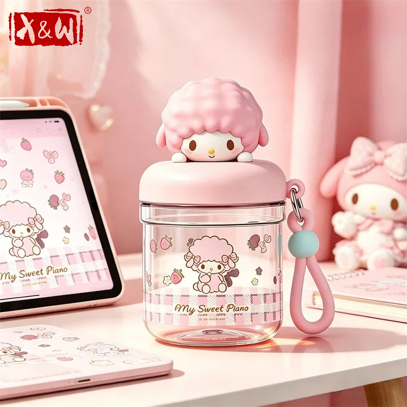 X&W Sanrio My Melody Kuromi 400ml Bisphenol-A-freie, auslaufsichere Flasche, tragbare Trinkflasche für Kinder und Mädchen, ideal für Reisen und Outdoor-Aktivitäten.