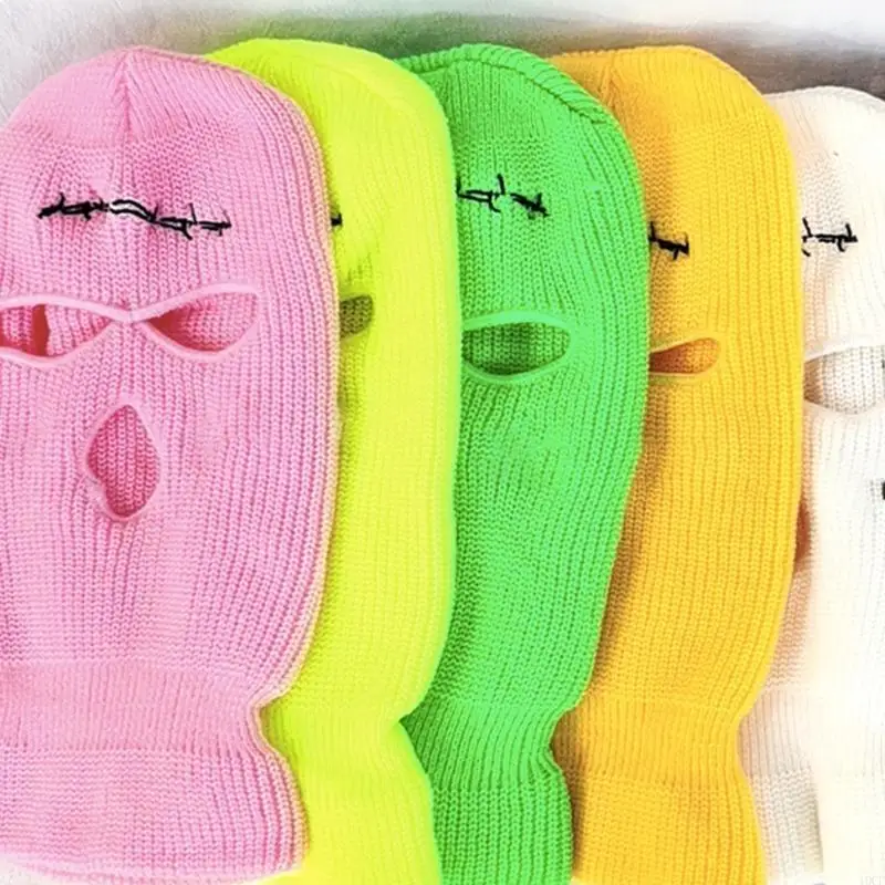 قناع متماسك من 3 فتحات لكامل الوجه، قبعة محبوكة غير لطيفة للأقنعة الشتوية في الهواء الطلق #3