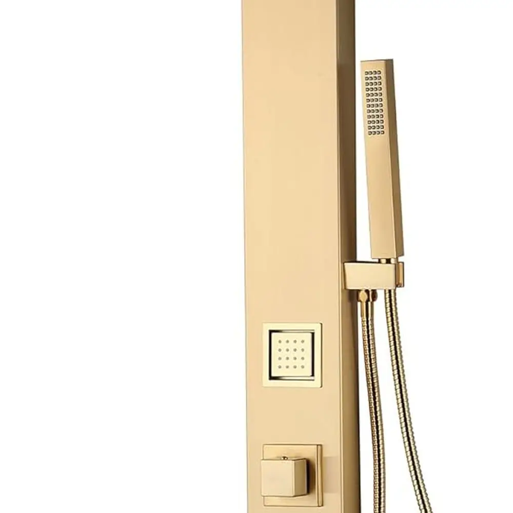 Gouden 39-douchetoren met dubbele jets, regendouche, lichaamssprays en toverstok