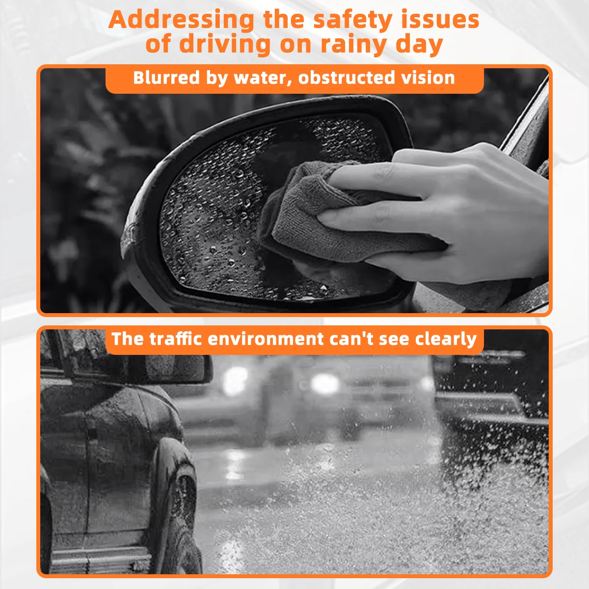 1 Pair Car Side Mirror Rain Cover Waterproof And Rainproof Eyebrow Panel Clear View Driving Car Exterior Accessories