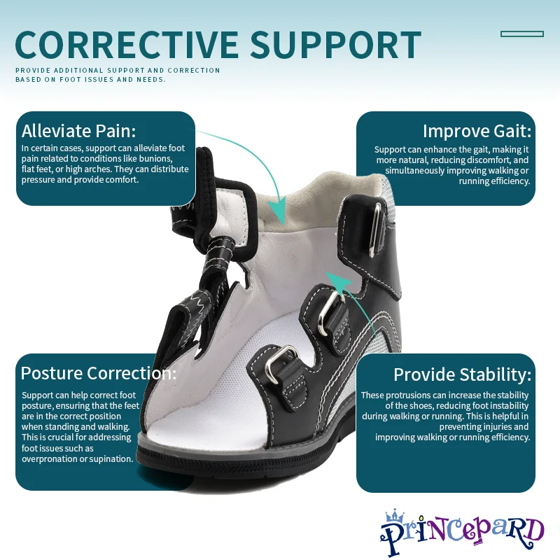 Orthopedic Sandals for Kids,Princepard Toddlers Corrective Shoes with High Back and Ankle & Arch Support with Orthotic Insole