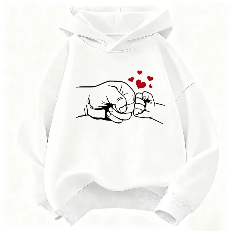 Lovely Daddy Love Hand Hooded Kids Design Children's Sweatshirt Cute Hoody for Boys Girls Spring Casual Hoodies
