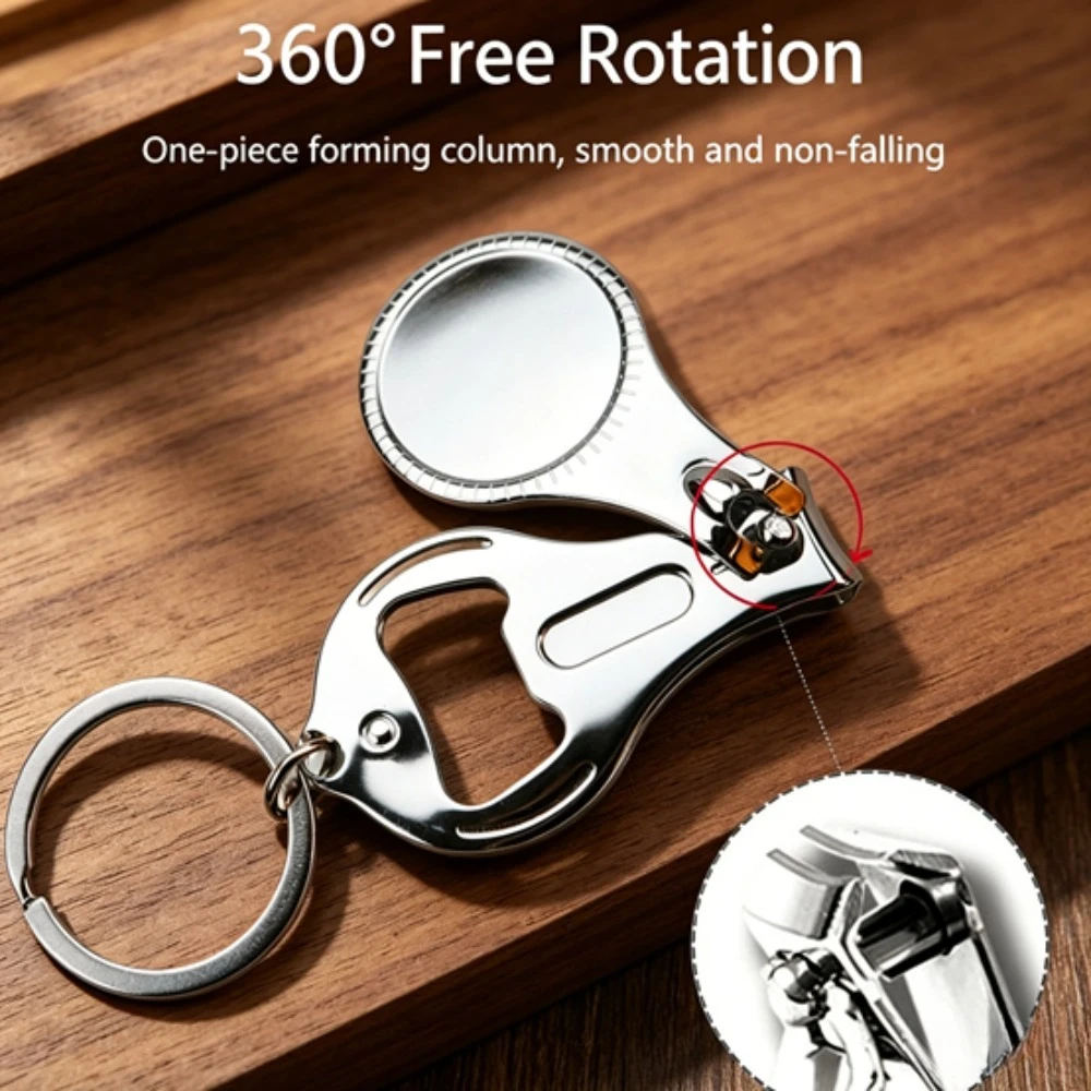 3-in-1 Nagelknipser Schlüsselanhänger Multifunktional Runde Form Flaschenöffner Kering Faltbares Design Metall-Cutter Flaschenöffner Geschenke – Detail 3