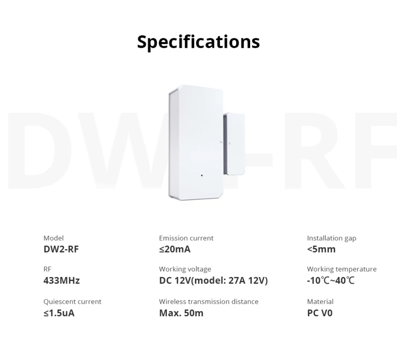 1-10 قطع SONOFF DW2 RF433 مستشعر نافذة الباب الذكي يجب أن يعمل مع بوابة Sonoff RF جسر R2 433 ميجا هرتز