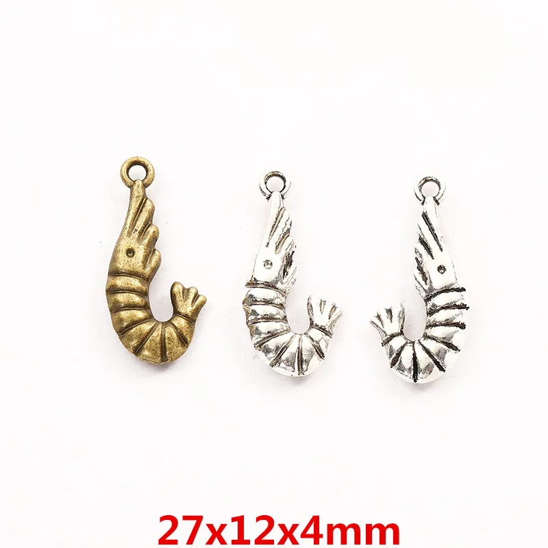 

30pcs shrimp Craft Supplies Charms Pendants for DIY Crafting Jewelry Findings Making Accessory 805