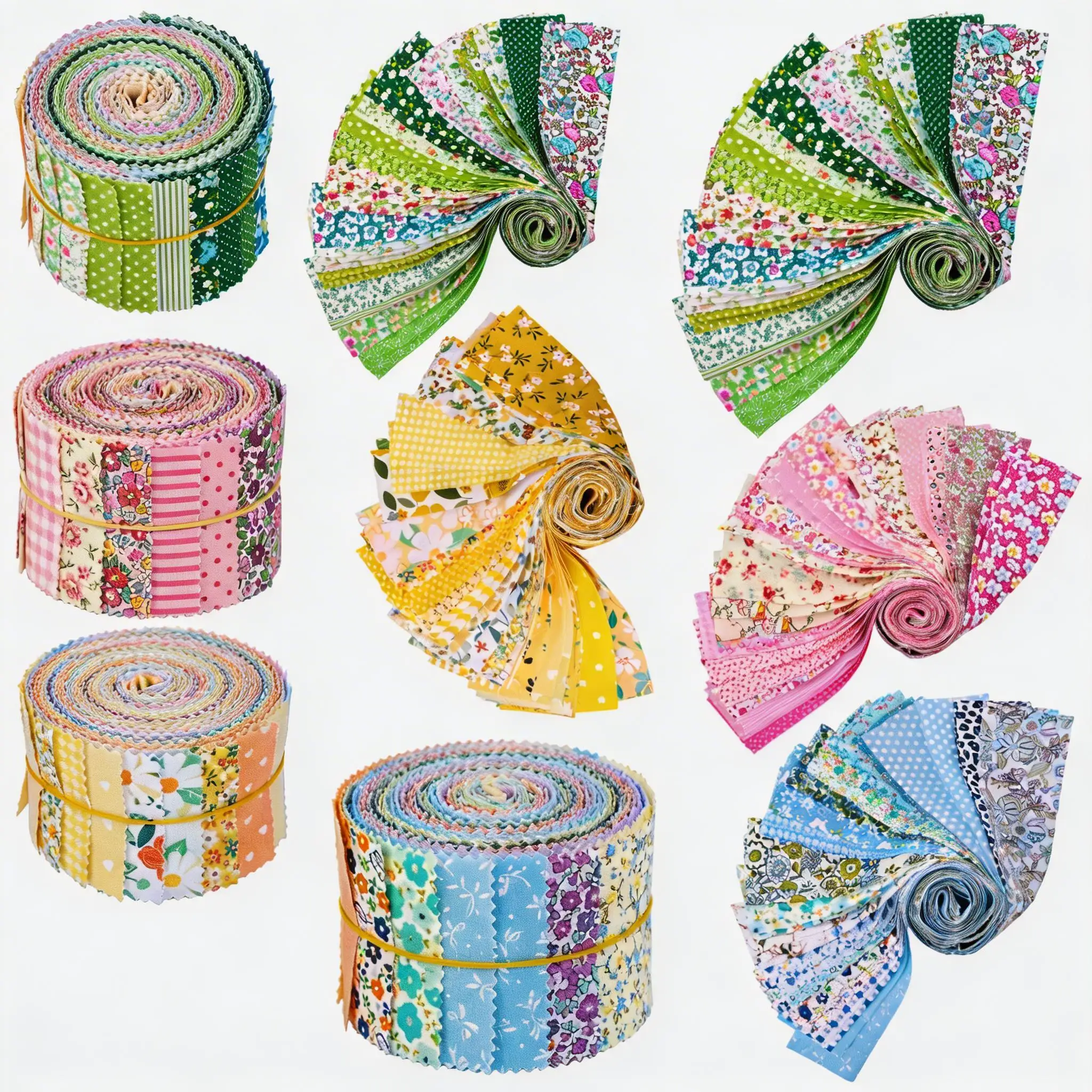 

80Pcs Jelly Roll Fabric for Quilting Floral Cotton Precut Fabric Strip for Sewing Patchwork DIY Craft Scrapbooking Doll Clothes