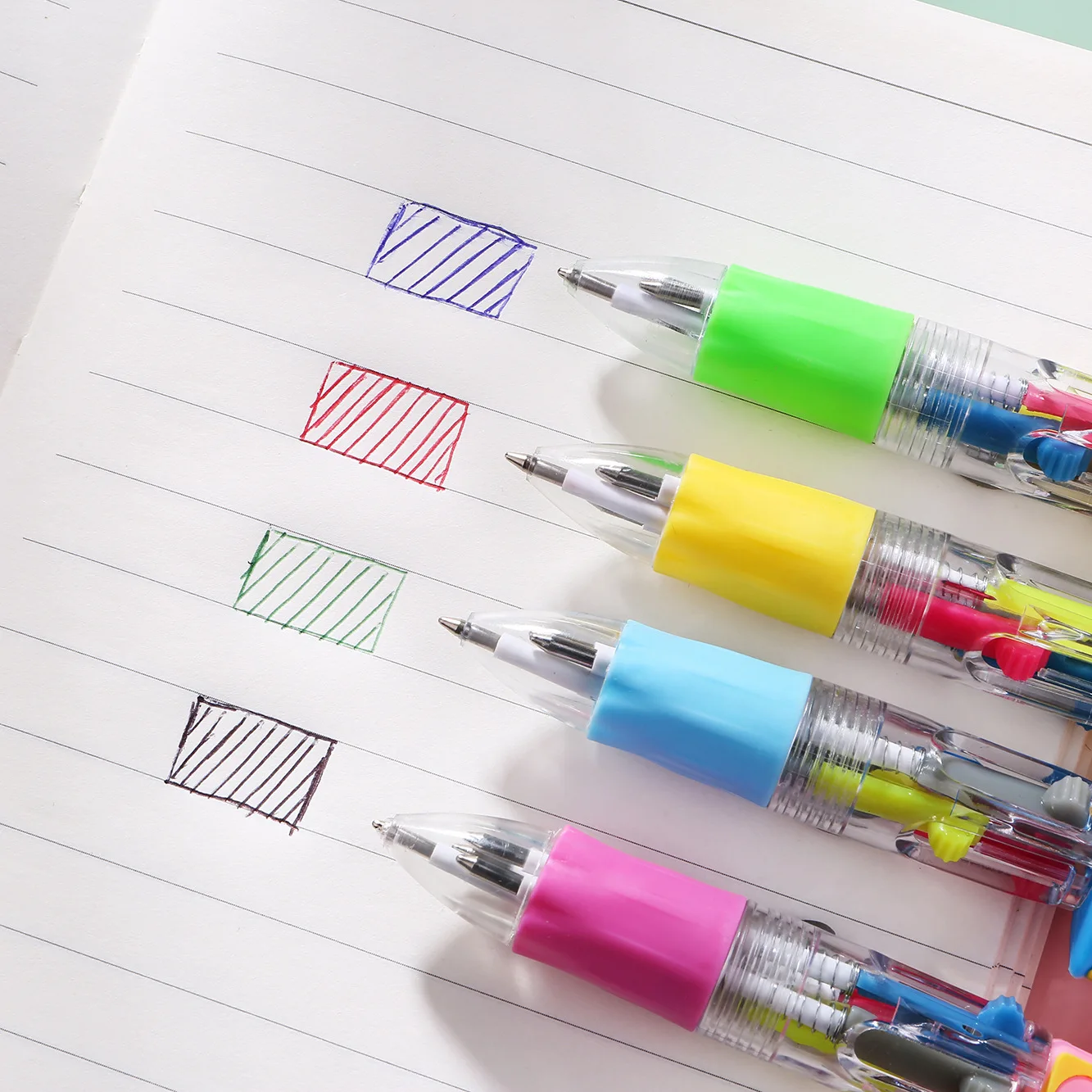 10Pcs/Lot Cute Love Heart Mini 4 Color Ballpoint Pen Kawaii Cartoon Multicolor Writing Pens Kids School Office Stationery Gifts