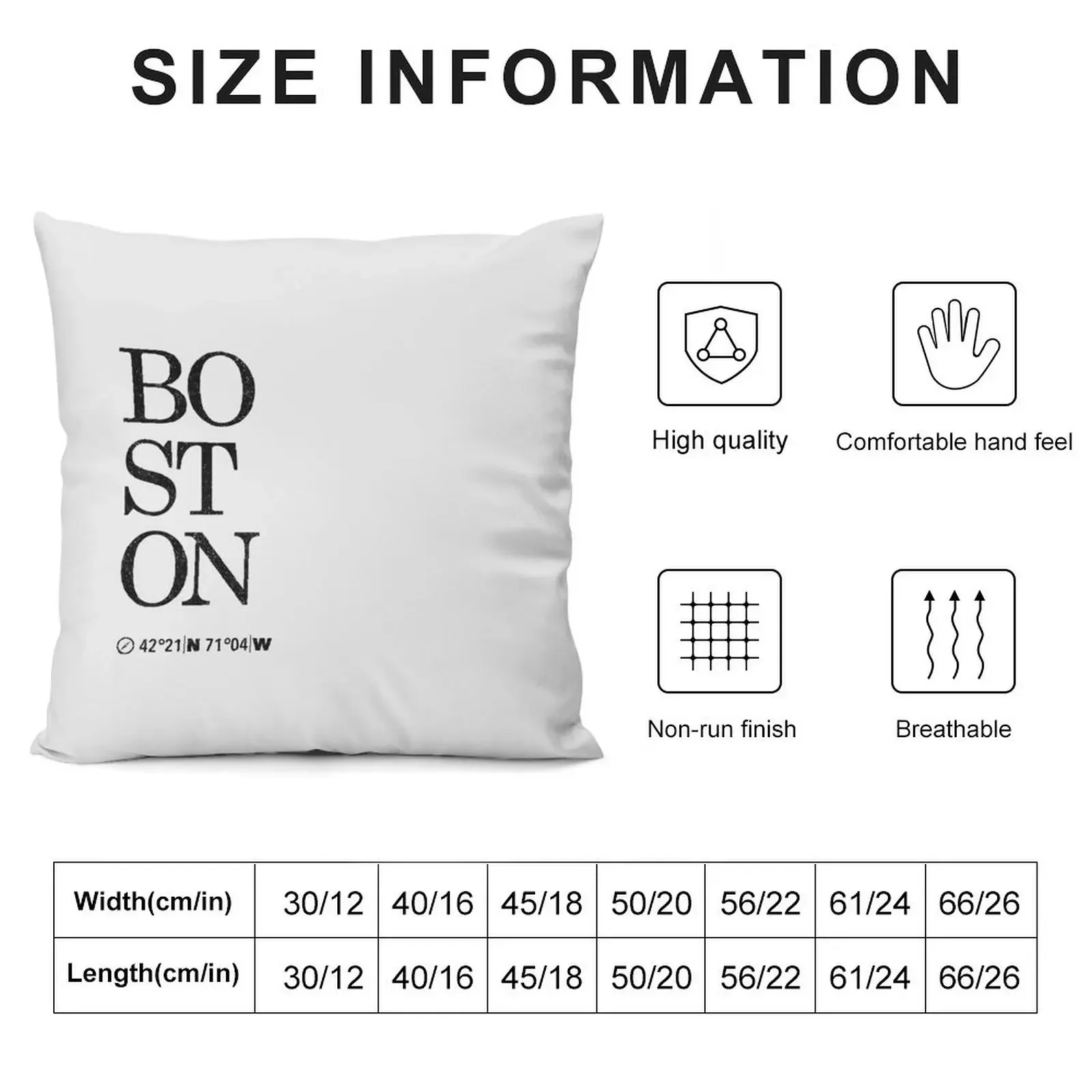 Boston Artwork Coordinates & Typography Throw Pillow Cushion Cover Luxury Couch Cushions luxury decor pillow