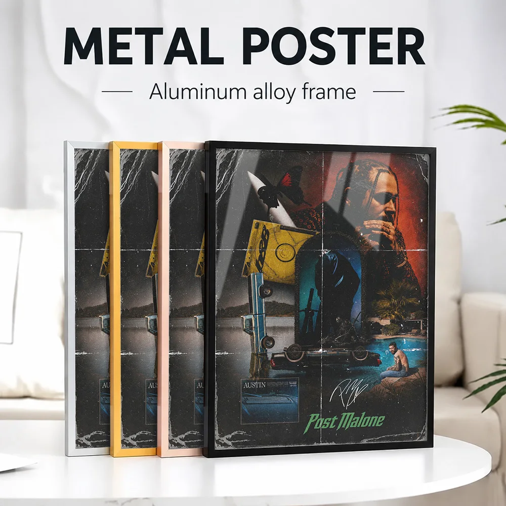 Post Malone Framed Aluminum Metal Poster Customized Photo Vibrant Pop Style Wall Art For Lounge And Studio Concert Lover Gift