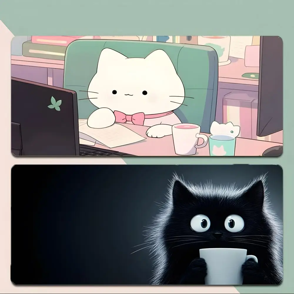 

Moody Cartoon Cat Moods Mouse Pad Thick Stitched Edge Gaming Mousepad Large Non-Slip Desk Mat