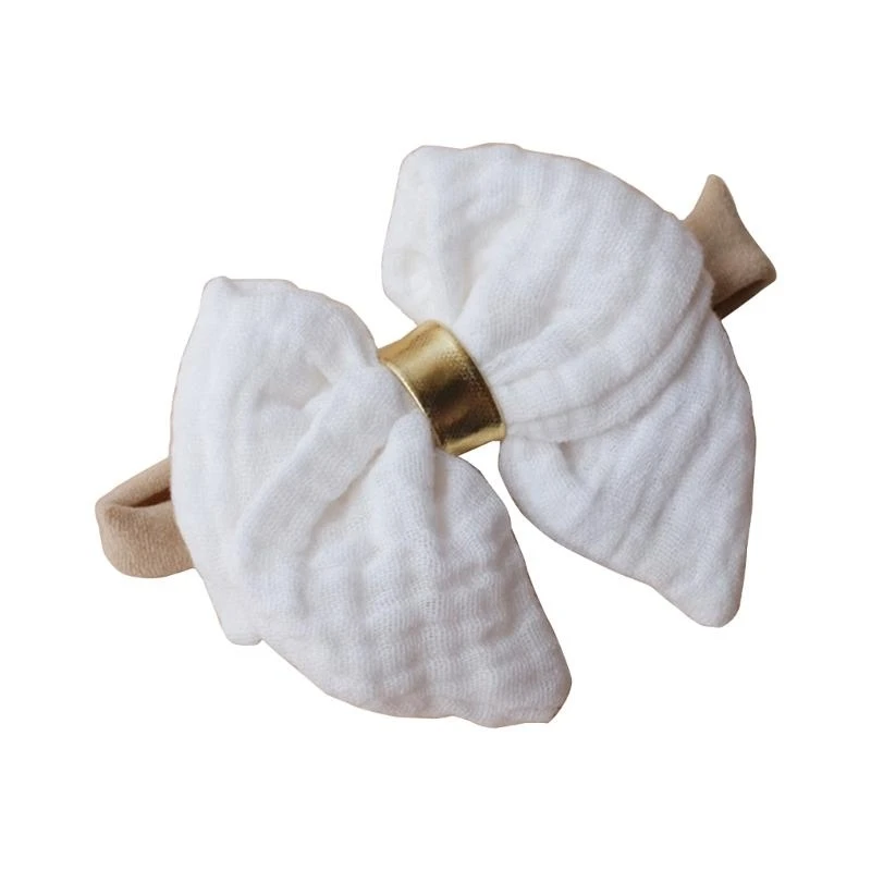 

JU64 Baby Bowknot Headband Infant Cotton Gauzes Hairband Pleated Bows Hair Accessories for Birthday Parties Photoshoots