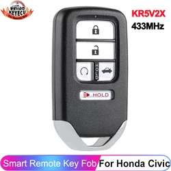 KEYECU 5 Buttons FCC ID: KR5V2X 433.92MHz For Honda Civic 2016 2017 2018 2019 2020 2021 Smart Fob ID47 Chip Car Key Remote