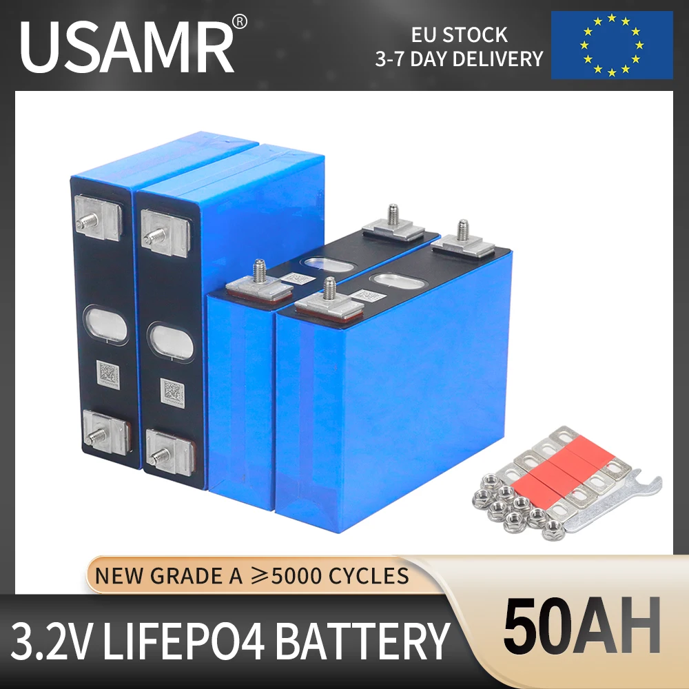 3.2V 50Ah Lifepo4 Lithium Iron Phosphate Battery Pack DIY 12V 24V 36V 48V Rechargeable Cells For Boat Golf Cart RV Solar Storage