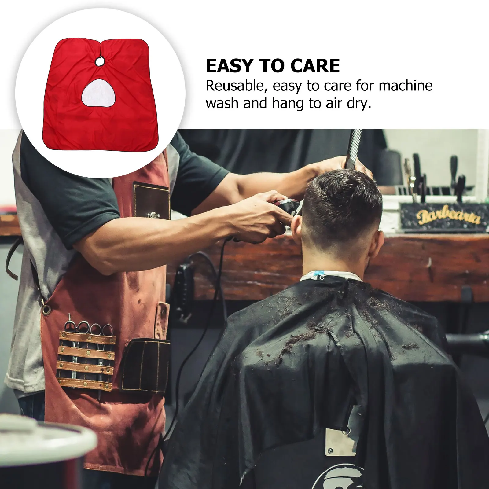 

Fashion Hair Cutting Cape Gown Clear Viewing Window Lightweight Reusable Hairdressing Cape For Salon Home Use Red