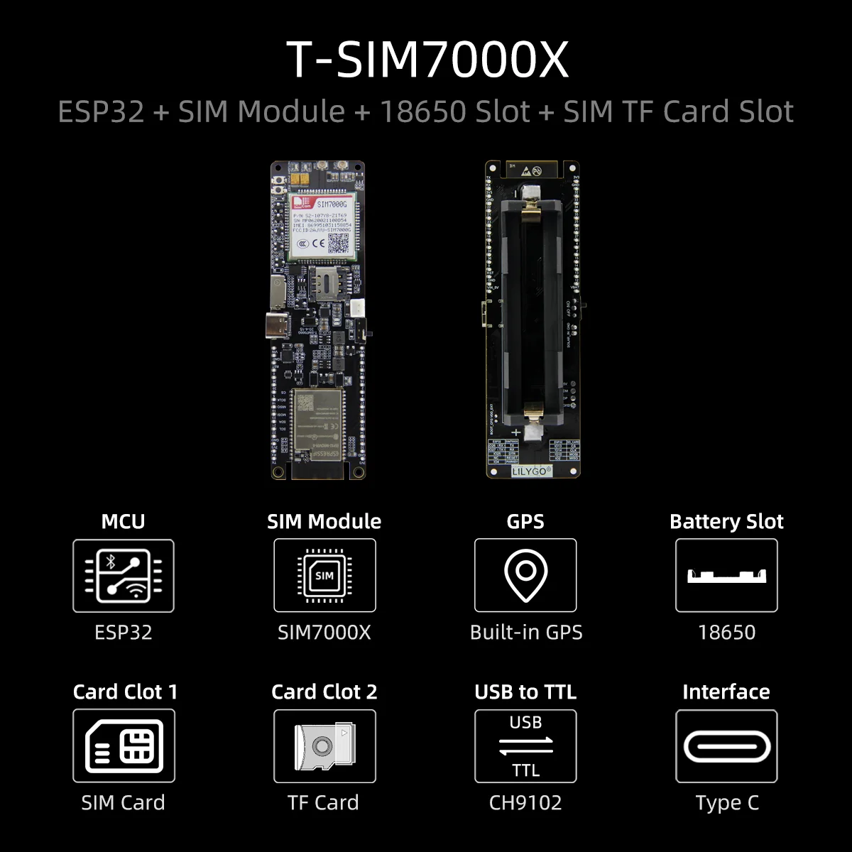 LILYGO® T-SIM7000G, 2G(GSM)/NB-IOT SIM Module, ESP32 Development Board, WiFi Bluetooth GPS, SIM7000G SIM7000E SIM7000A SIM7000JC