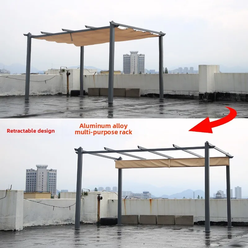 

Terrace Courtyard Sliding Canopy Aluminum Alloy Canopy Outdoor Garden Outdoor Awning Manual Telescopic