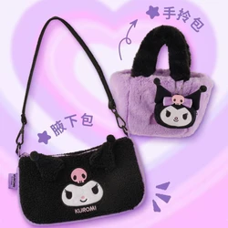 Sanrio Kawaii Anime Kuromi Plush Series Cute Cartoon Versatile Underarm Bag Single Shoulder Bag Outgoing Commuting Handbag Gift