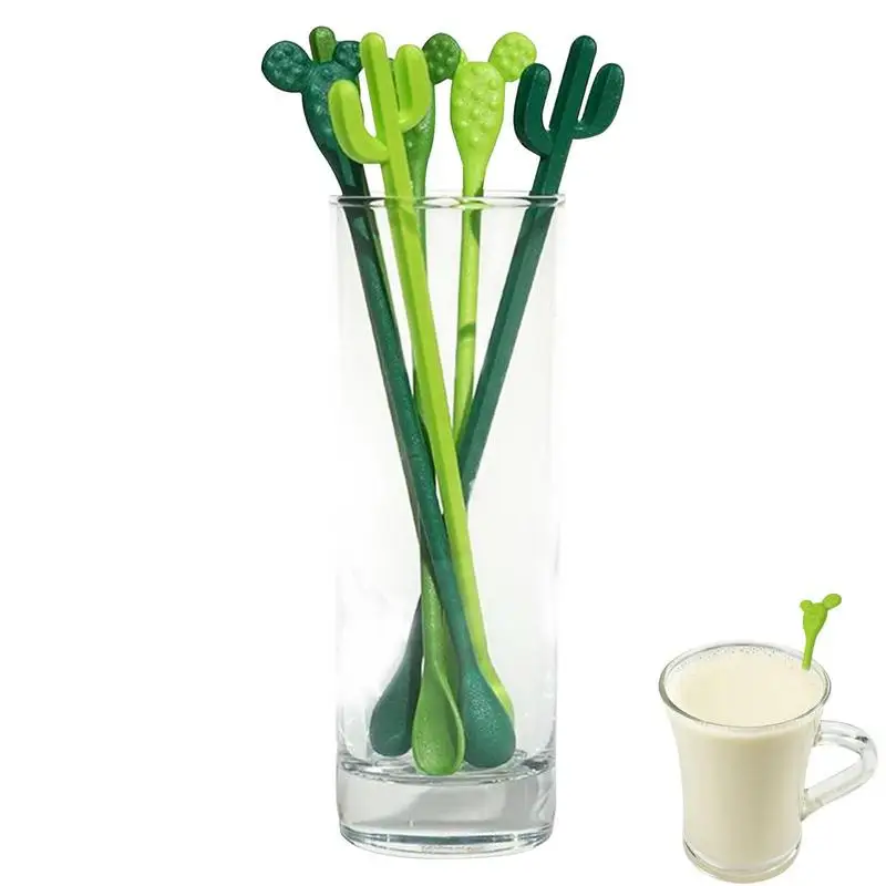 Stirring Sticks Cocktail Stirring Spoons Cactus Shaped Bar Reusable Cocktail Mixers Coffee Straws For Drinks Cocktail