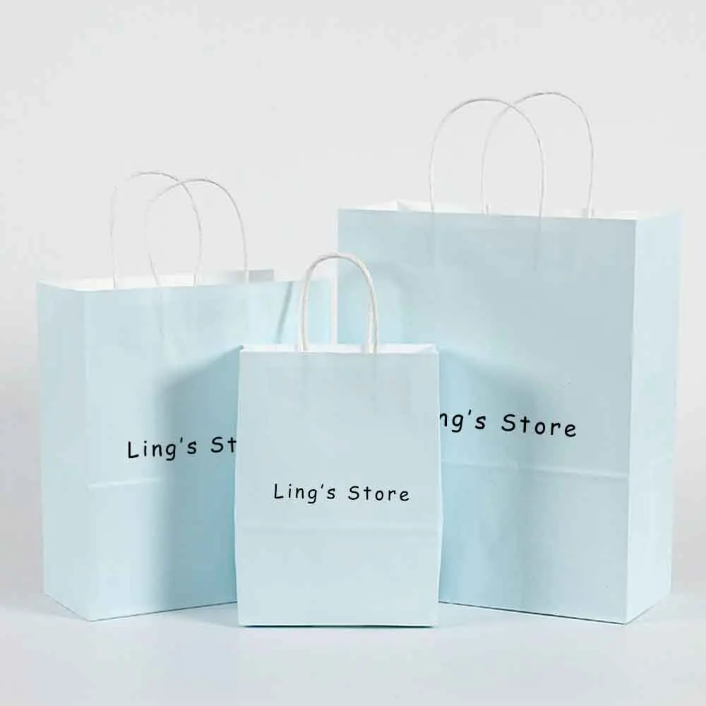 

24/50/100pcs Mint Green Kraft Jewelry Handle Bag Gift Shopping Travel Portable Storage Perfume Earrings Cake Candy Bread Pouches