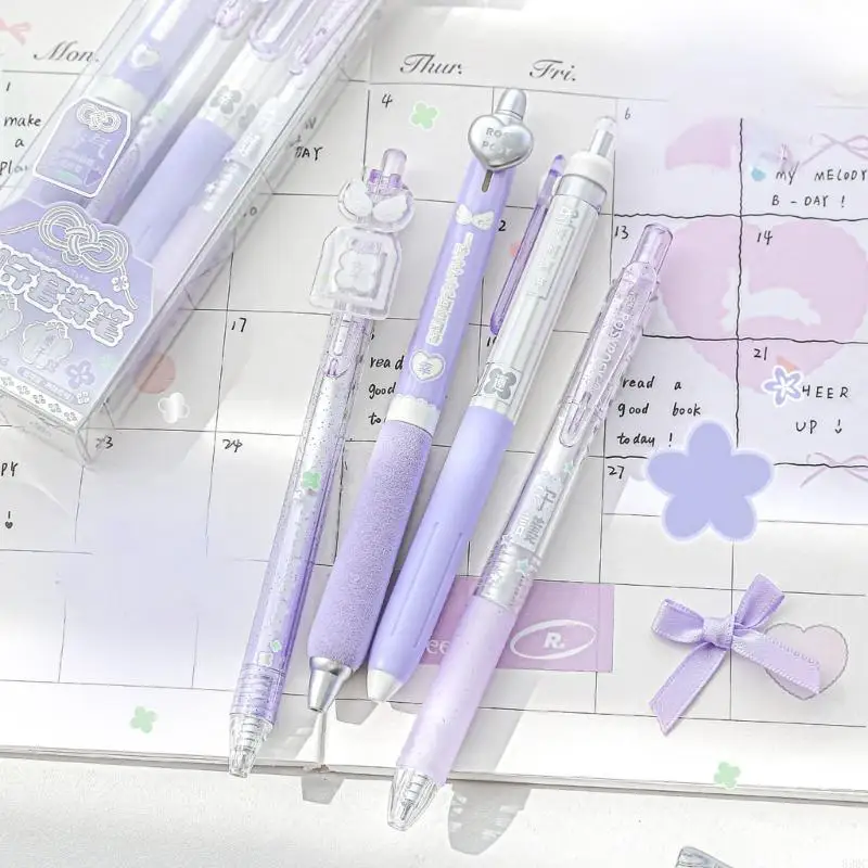 4 قطعة قلم أحبار جل أنيق قابل للسحب مع مشبك من البلاستيك 0.5 مللي متر قلم جل أحبار سوداء سريعة الجفاف لتدوين الملاحظات 896C