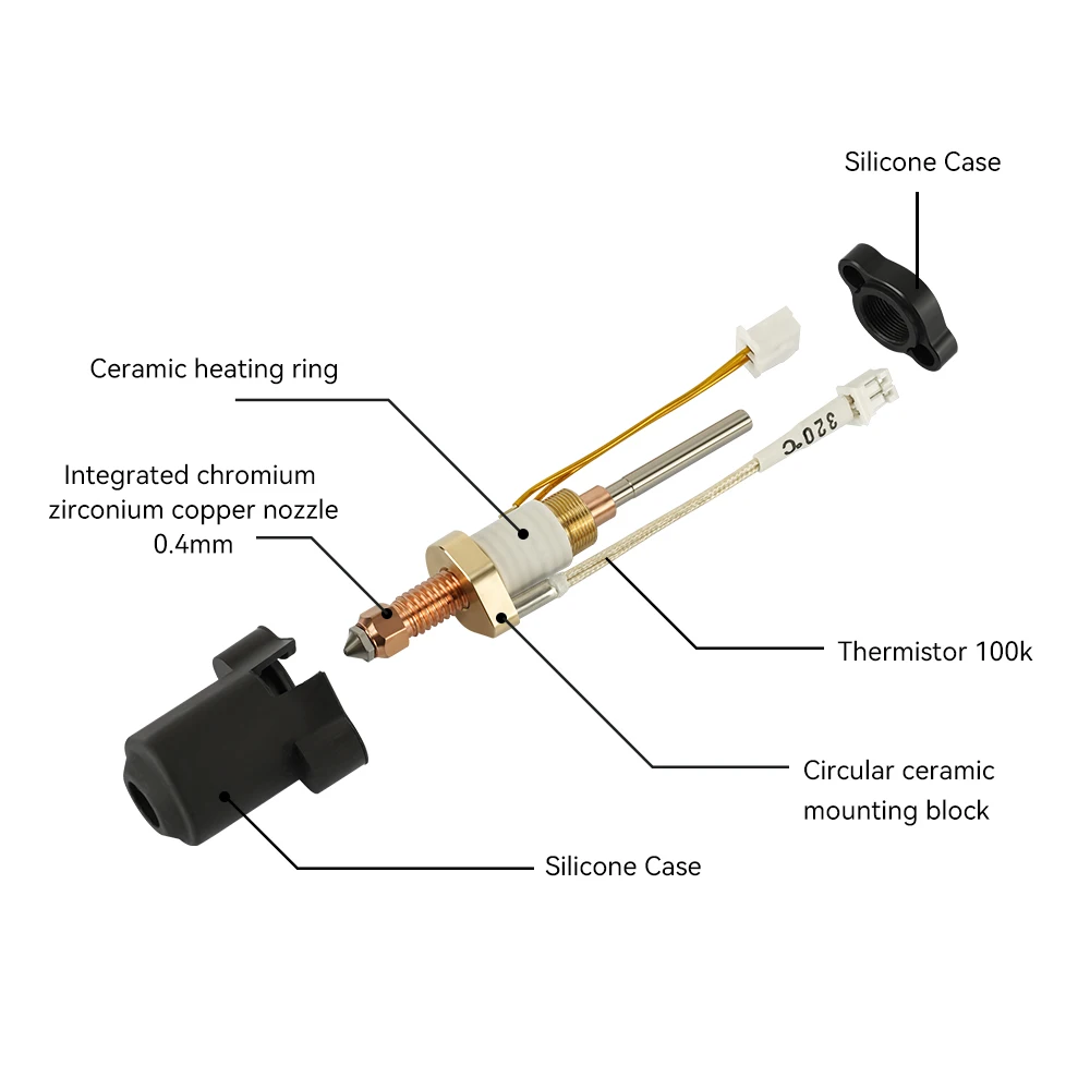 Hotend Kit For Creality K1C K1 Max Ceramic Heating Block Kit 3D Printer Parts Quick-Swap Nozzle Kit Heat Break Resistance Hotend