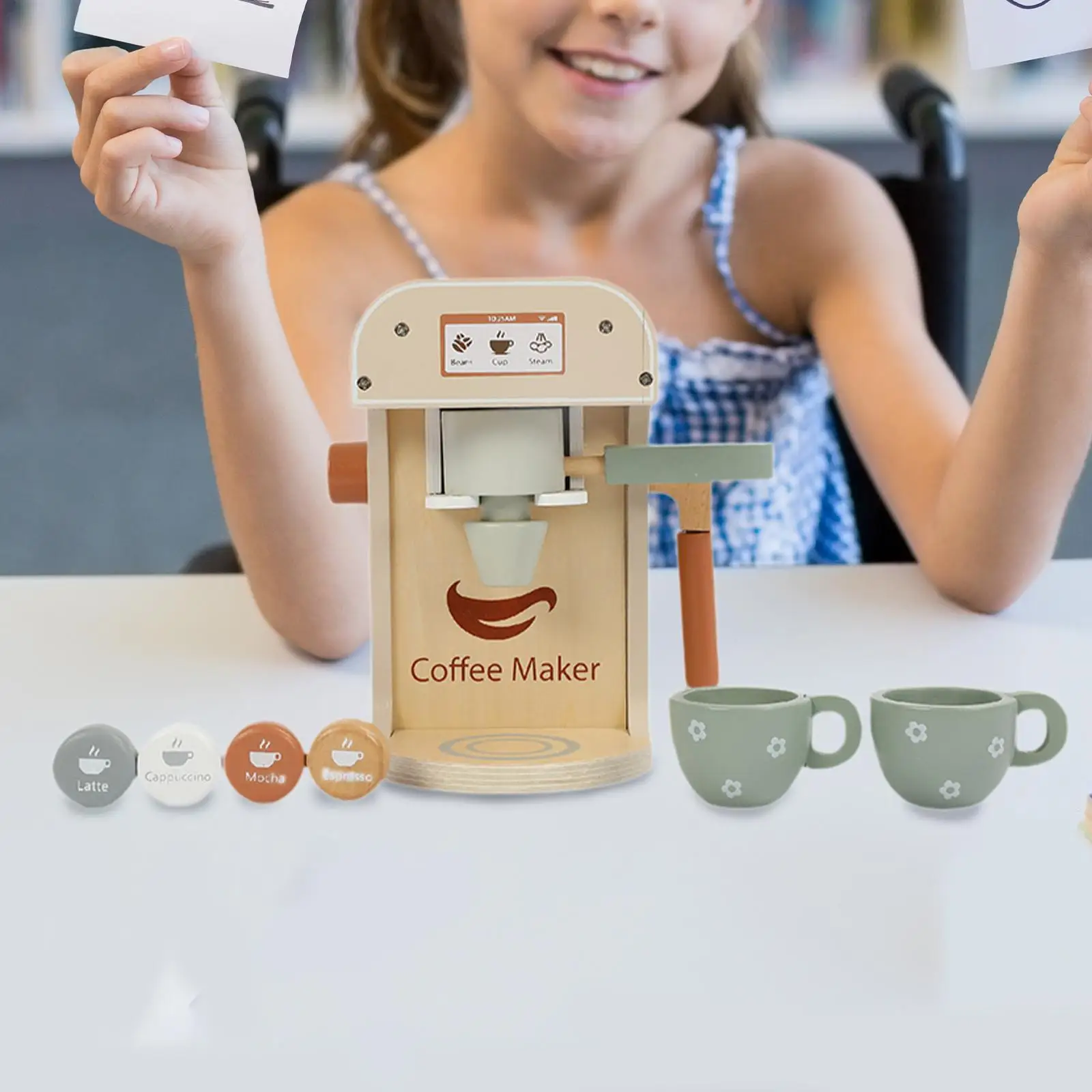 Kids Coffee Maker Stimulates Imaginative Espresso Machine Playset Kids Wooden