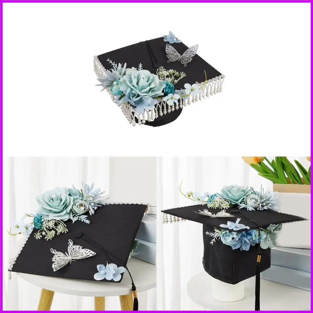 

Graduation Hat International Study Teen Photography Hat with Realistic Flower