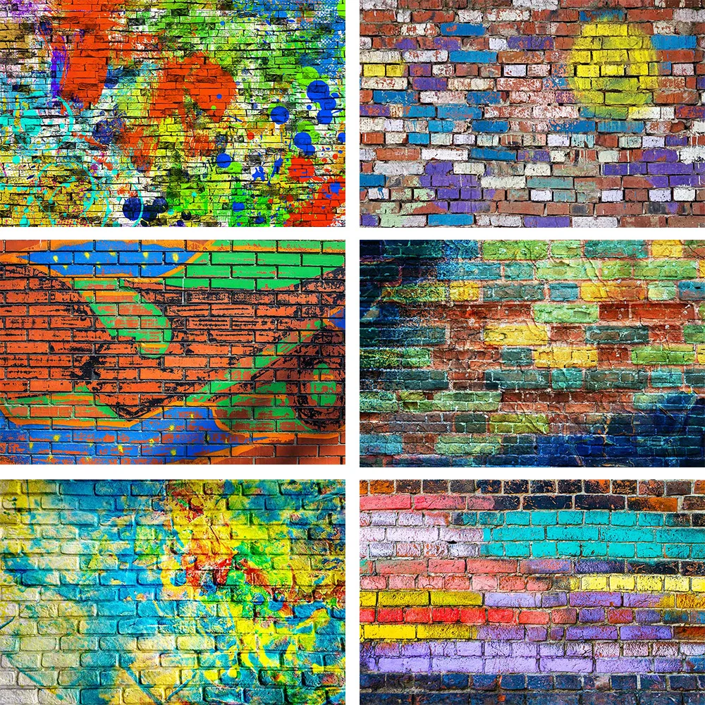 

Mehofond Backdrops Graffiti Brick Wall Hip-hop Cool Boy Girl Portrait Photography Background Colorful Paint Poster Photozone