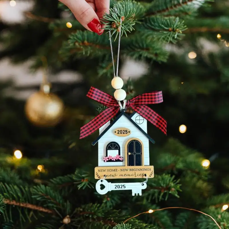 Our First Home Ornament 2024 Christmas Tree House Pendant Wooden First Home Christmas Decoration 2D Christmas Tree House Pendant