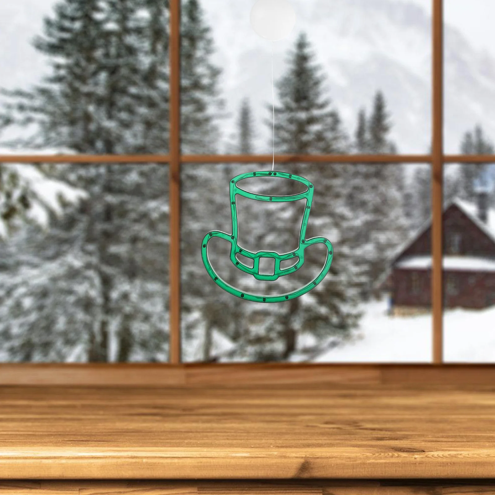 أضواء شامروك لعيد القديس باتريك تعمل على تزيين النوافذ الخضراء، وضع إضاءة ثابت سهل التركيب