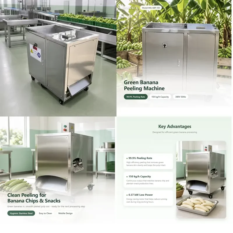 Automatic Green Banana Peeling Machine 150kg/h 99.9% Rate Stainless Steel for Plantain Potato Chip Production Line