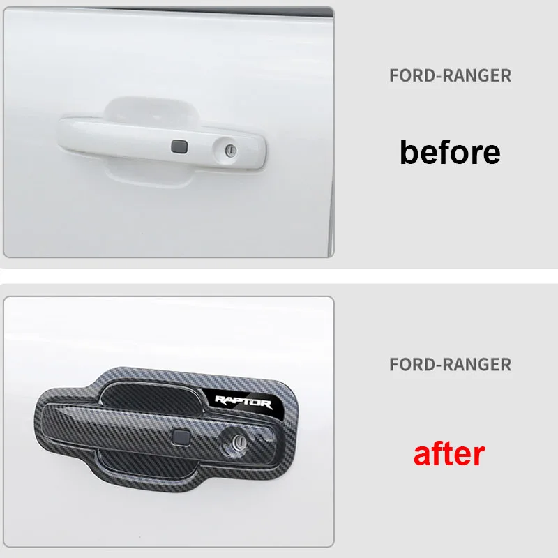 لفورد رينجر T9 Wildtrak XLT XLS الرياضة رابتور الخارجي غطاء مقبض الباب السلطانية حصيرة الباب الخلفي مقبض واقية ملصق