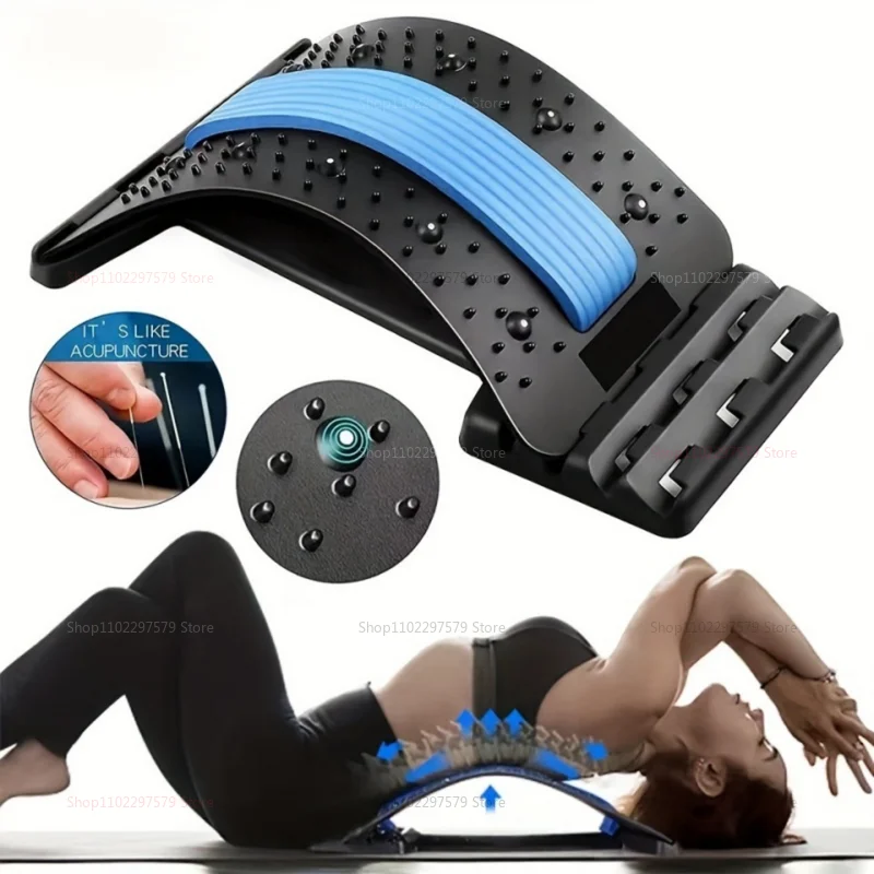 Dispositivo calmante lumbar, masajeador de estiramiento lumbar, corrección de columna de yoga, masajeador de espalda estiramiento soporte lumbar columna de relajación