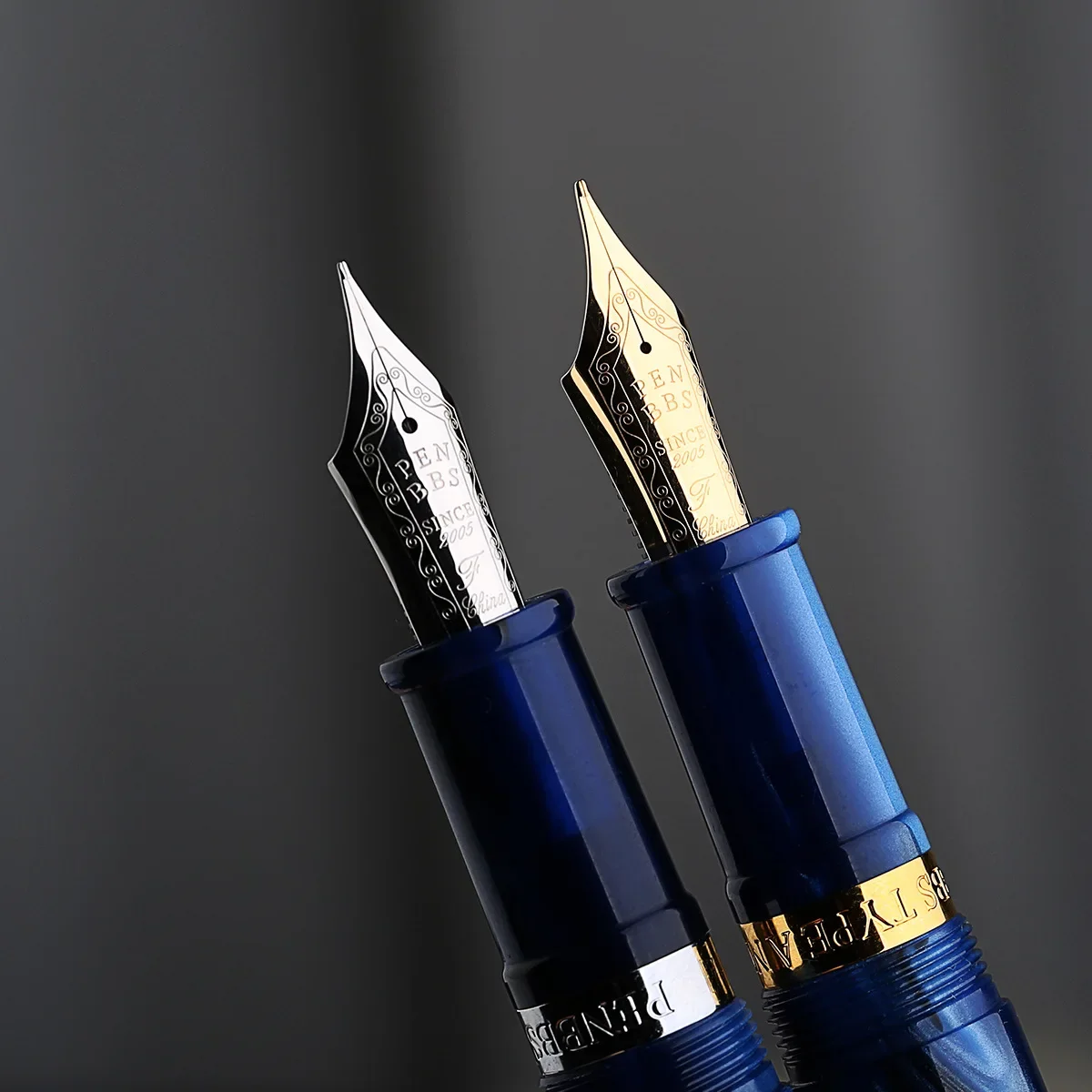 PENBBS 556 Piston Fountain Pen Blade/Round Nib Ink-absorbing Pen Large Capacity Transparent Acrylic Business Writing Gift Pen