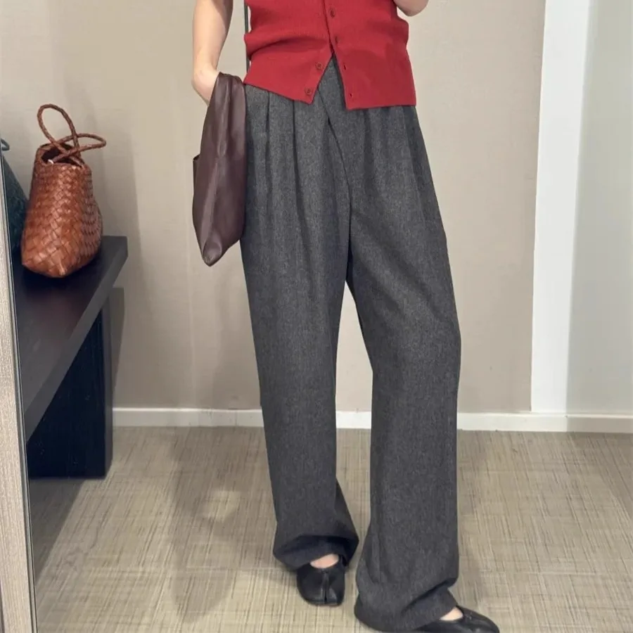 Ele عادية الصوفية مستقيم الساق مطوي دعوى السراويل التخسيس السراويل تخفيف Sle السراويل الطويلة لسيدة شتاء 2025 #2