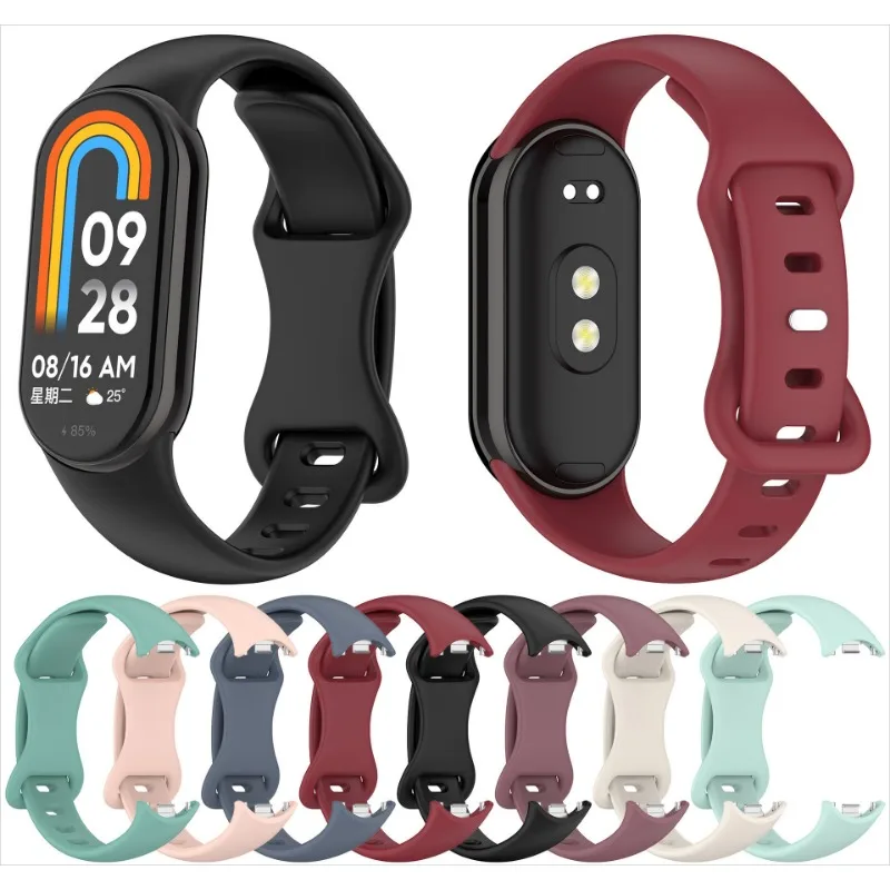 حزام سيليكون رياضي لـ Xiaomi Mi Band 9 8 سوار معصم رسمي ناعم ومريح Mi Band 9 8 Correa Belt Accessories