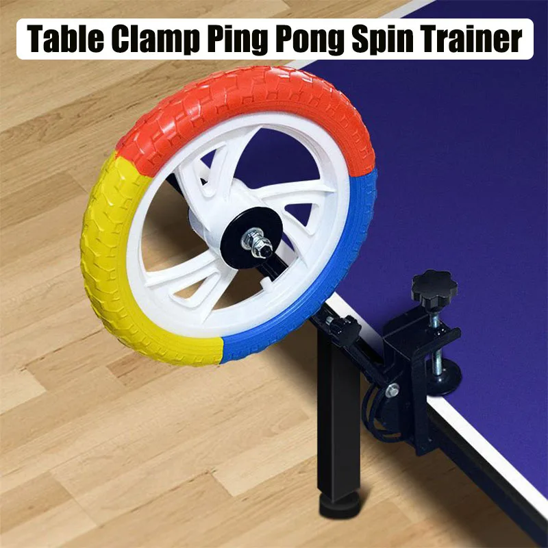 Tischtennis-Spin-Trainer mit Tischklemme, verstellbare Länge, Bogenzug-Aktion, festes Trainingsrad für Einzelübungen