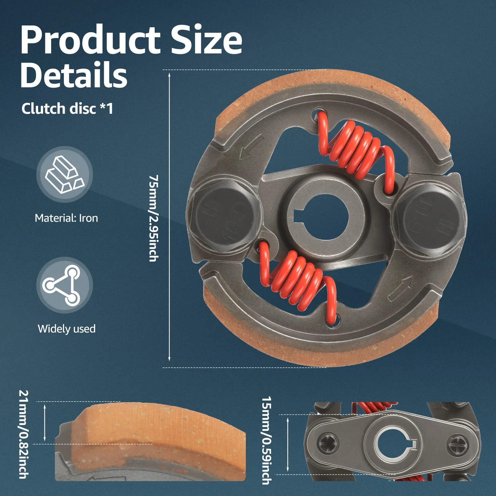 Clutch Pad 75mm Replacement for 50cc 70cc Go Kart ATV Scooter High Torque Iron Transmission Disc for Pocket Bike Mini Motorcycle view 6