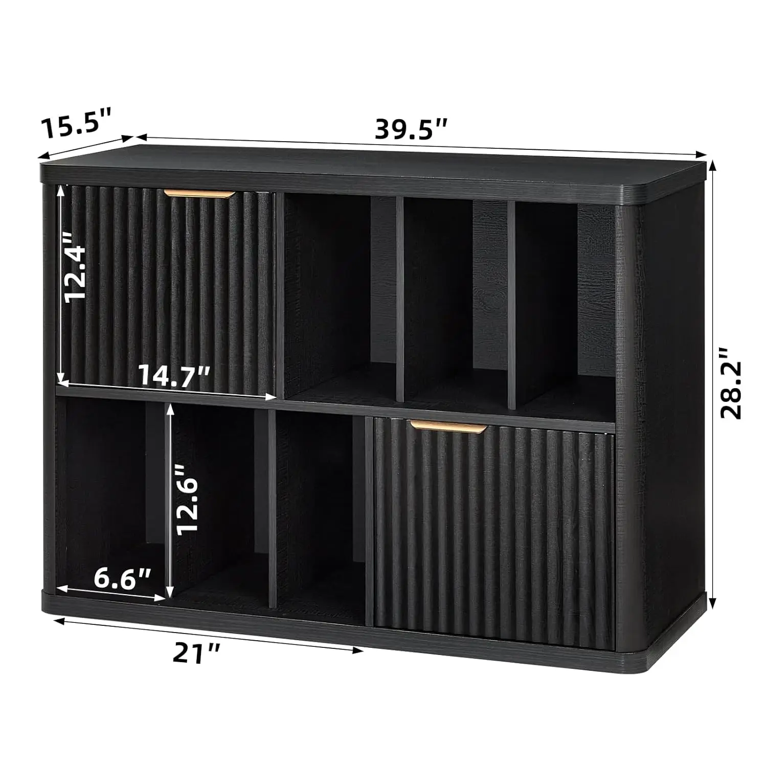 حامل مشغل تسجيل كبير مع مساحة تخزين من الفينيل حتى 450 ألبومًا، خزانة تخزين سجلات بوهو مخددة من الخشب، ميد ستيريو حديث