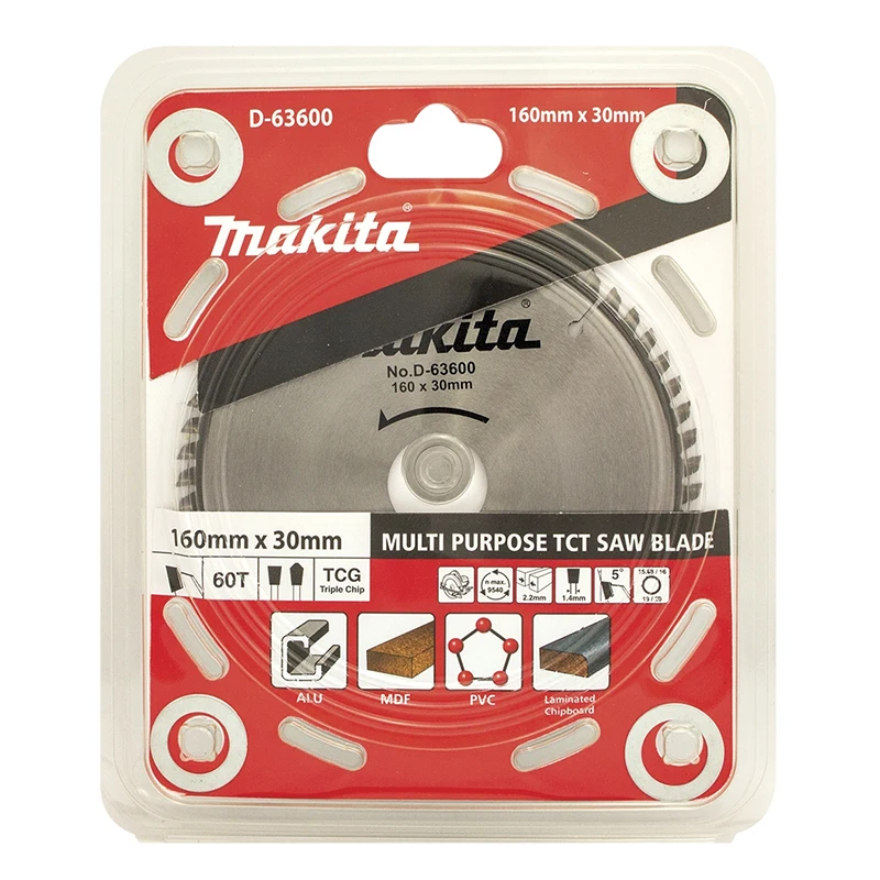 Makita D-63600 Multi Cut TCT Saw Blade Sharp And Wear-resistant Smooth Surface Hard Alloy Disc 160mm x 30mm x 60T