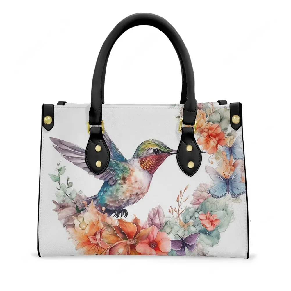

Сумка-тоут из искусственной кожи с цветочным узором и изображением колибри для любителей птиц, женская и мужская, с текстовым принтом, для бизнеса, шопинга, подарочная