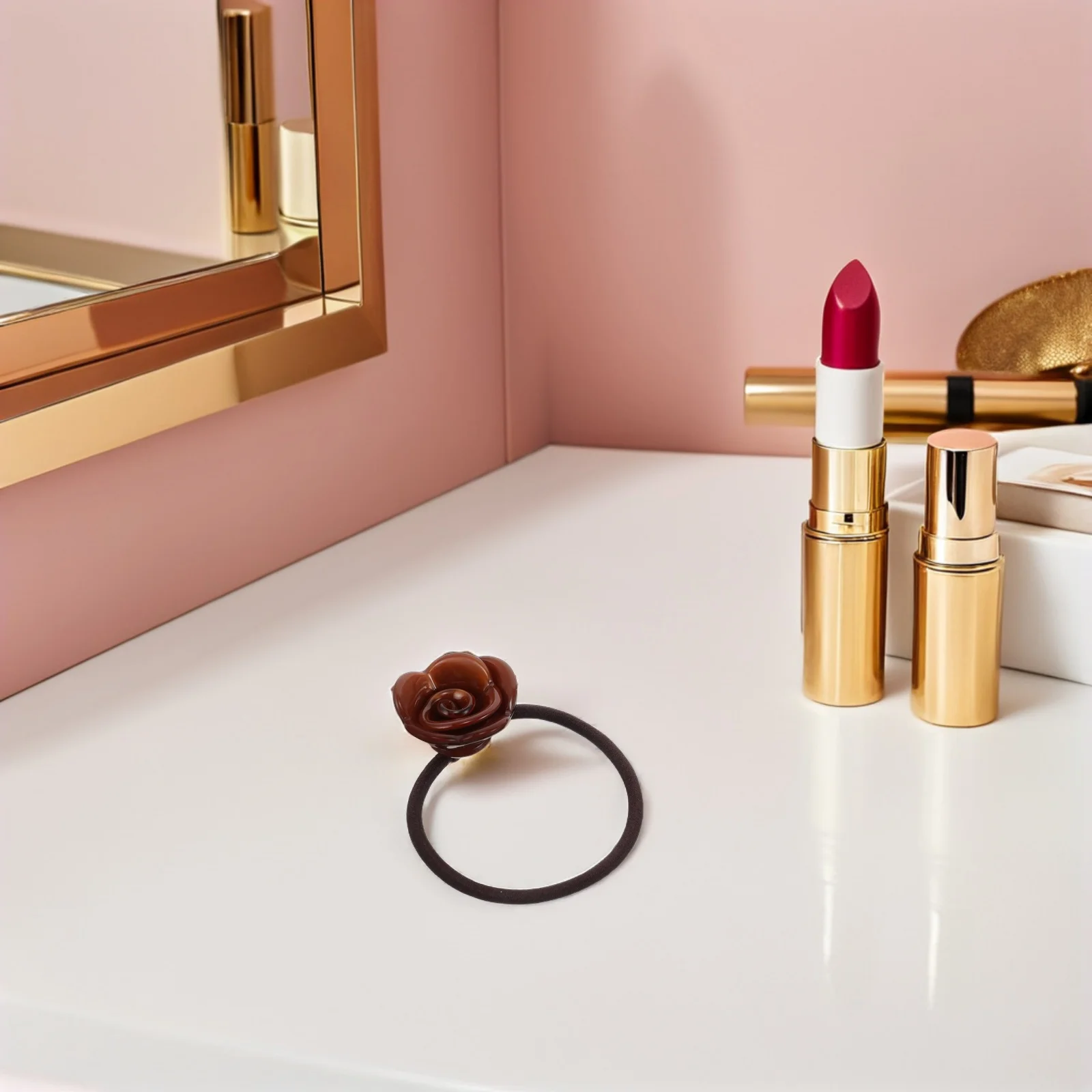 

3Pcs Rose Hair Ties High Elasticity No Breakage Hairstyle Bands Floral Decorative Ponytail Holders Elastic Hair Ties