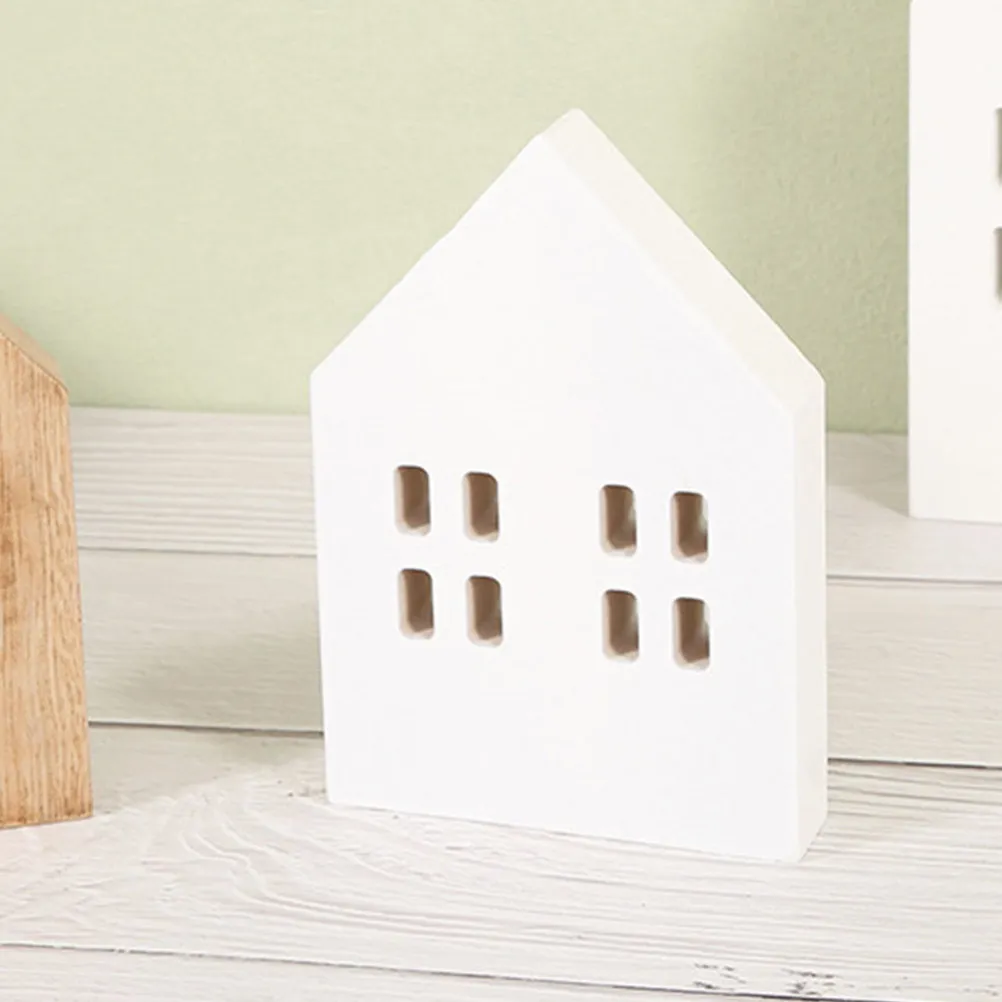 2Pcs Mini House Decor Wooden Slice Tabletop Ornament for Christmas Party Home Office Desk Festive Atmosphere Xmas Theme