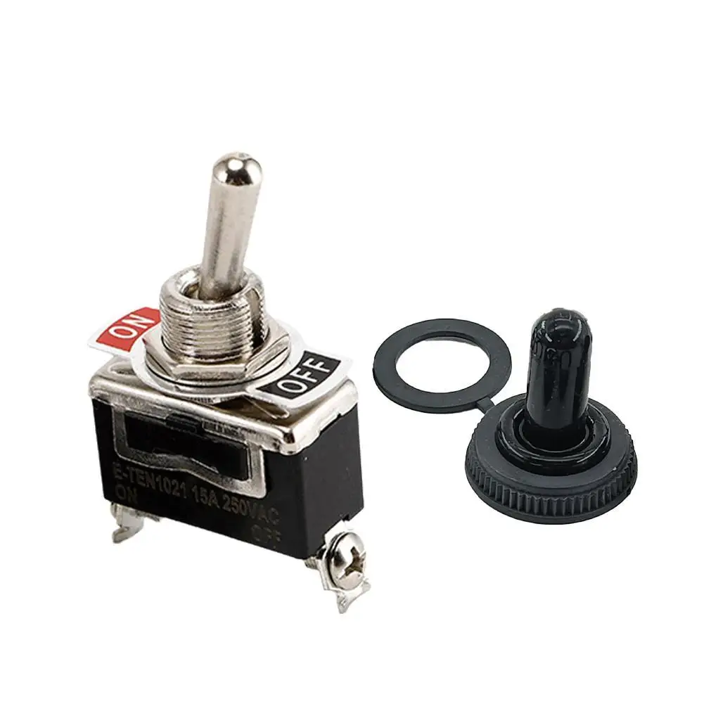 

15A 250V Heavy Duty Toggle Switch With Waterproof Cover SPST ON/OFF Rocker Flick Switch For Car Boat Marine Truck Auto 2-Pin