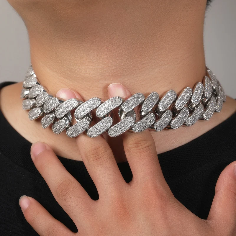 

26mm Big Heavy Hip Hop 5A+ CZ Stone Paved Bling Iced Out Round Cuban Link Chain Necklace for Men Rapper Jewelry Drop Shipping